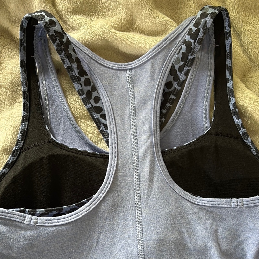 Lululemon Athletica Blue and Gray Fitted Sleeveless Tank Top - Picture 3 of 7